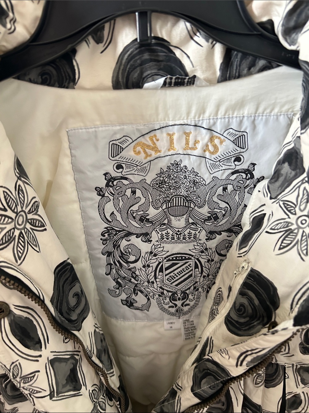 NILS White and Black Printed Ski Jacket